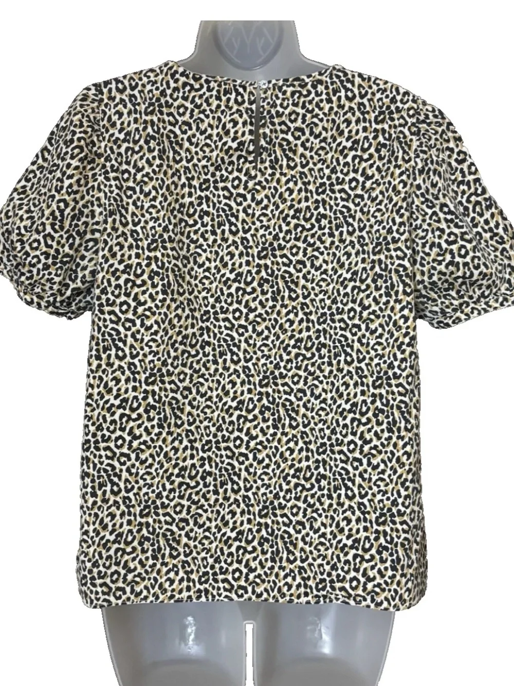J. Crew Women's Leopard Print Puff Sleeve Cotton Top Size M